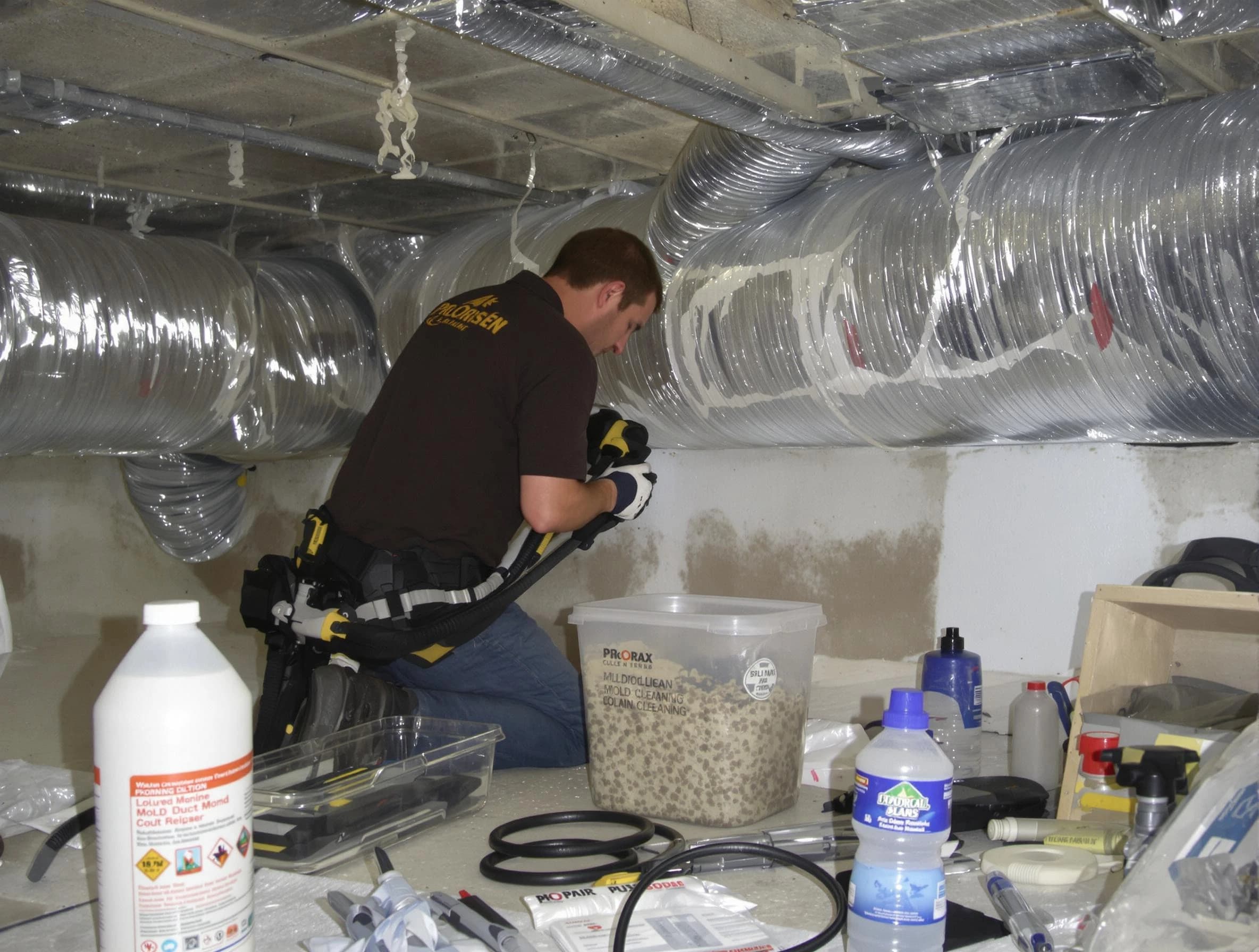 Allegheny Air Duct Cleaning specialist performing professional mold removal from air ducts in Allegheny