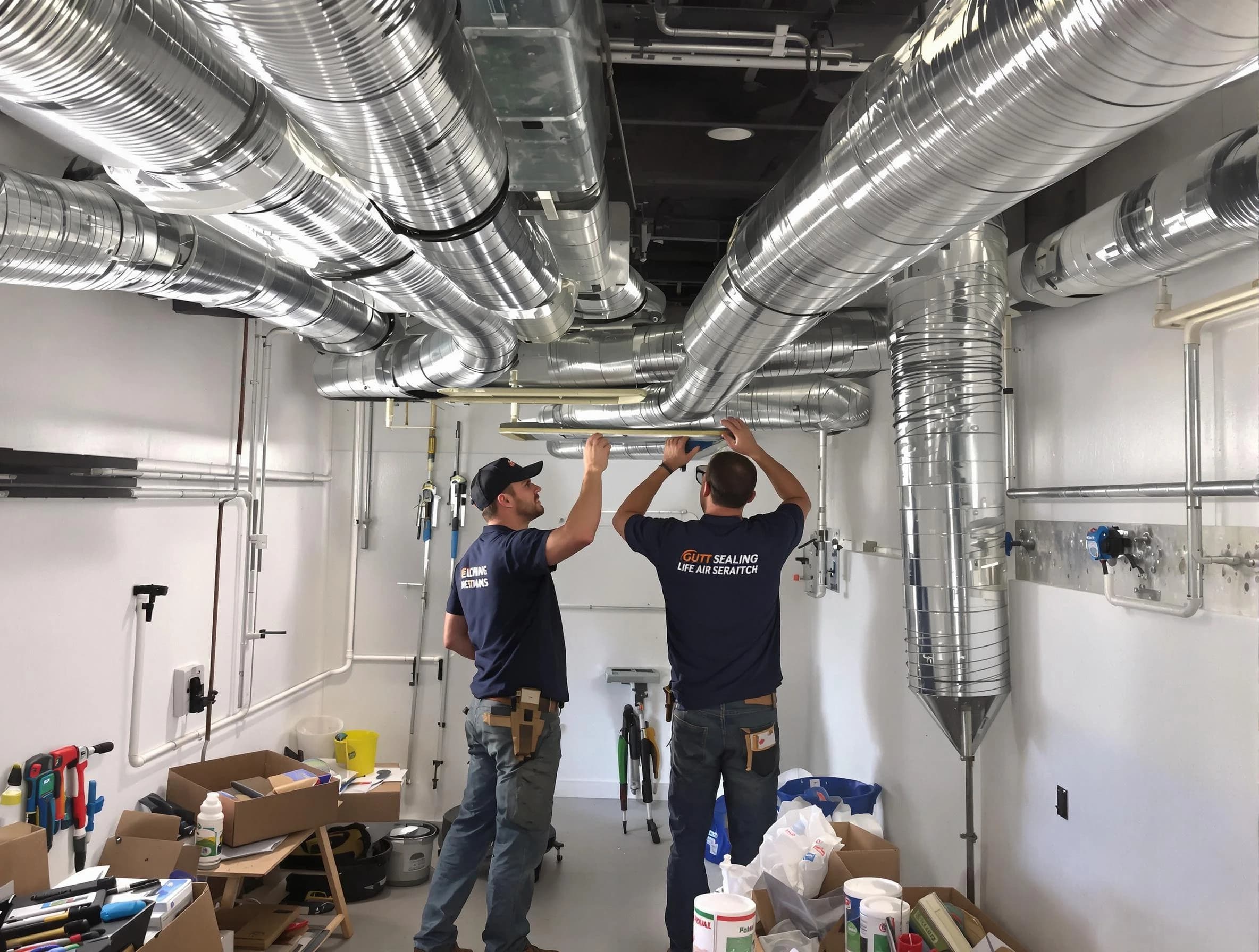Allegheny Air Duct Cleaning technician applying professional duct sealing solutions in Allegheny