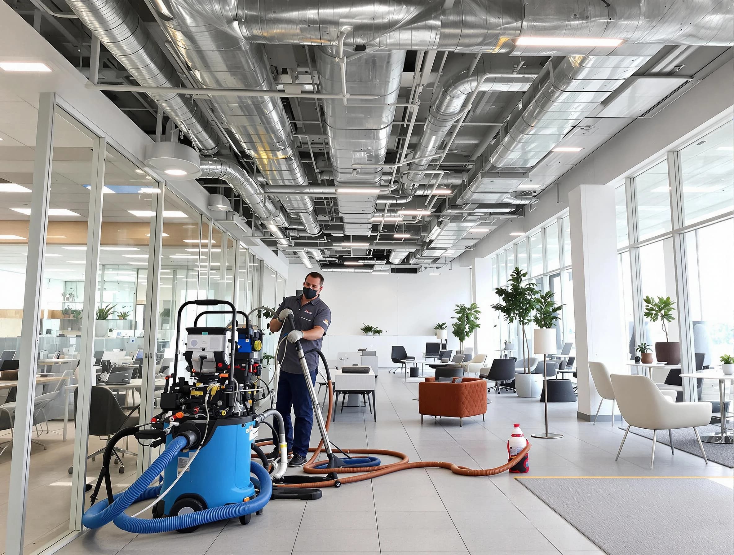 Allegheny Air Duct Cleaning team conducting comprehensive commercial duct cleaning at a business location in Allegheny