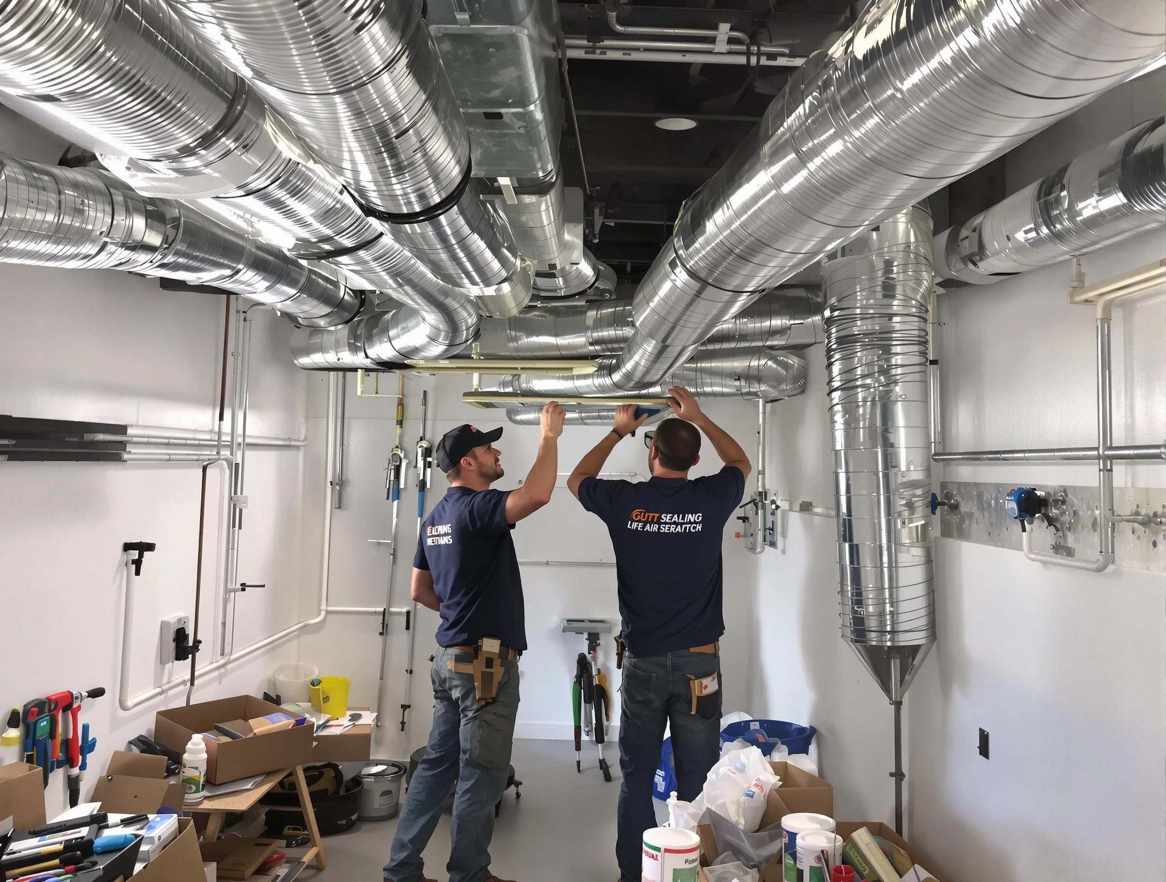 Allegheny Air Duct Cleaning technician applying professional duct sealing solutions in Allegheny